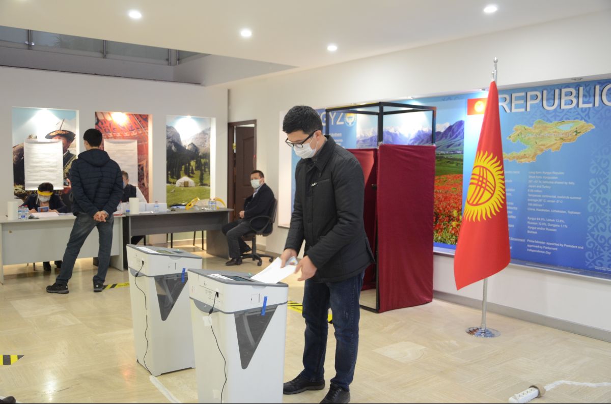 10 Ocak 2021 tarihinde Türkiye saatine gore 08: 00'de Kırgız Cumhuriyeti Ankara Büyükelçiliği'ne bağlı 9036 numaralı sandık merkezinde oylama başladı.