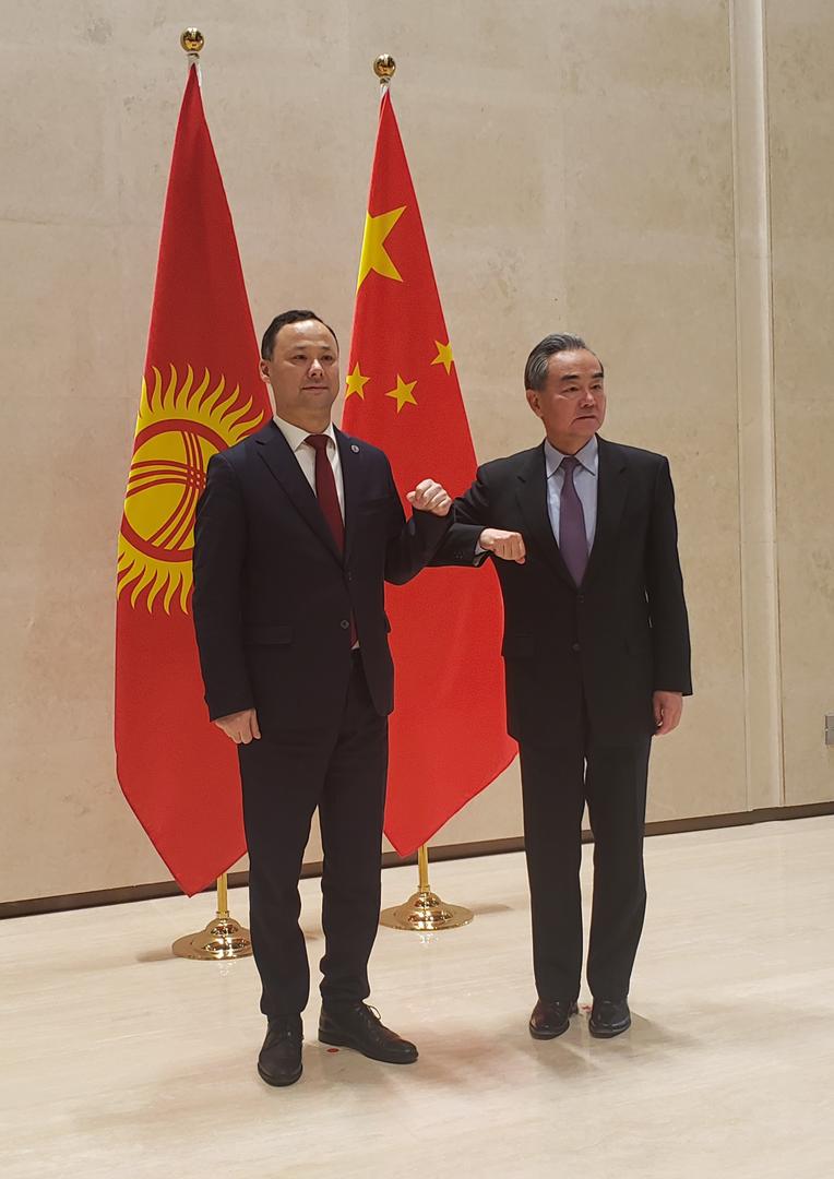 On 11 May 2021 in Xi'an the Minister of Foreign Affairs of the Kyrgyz Republic Ruslan Kazakbaev held bilateral talks with the Member of the State Council, Minister of Foreign Affairs of the People's Republic of China Wang Yi during his official visit to the People's Republic of China. 