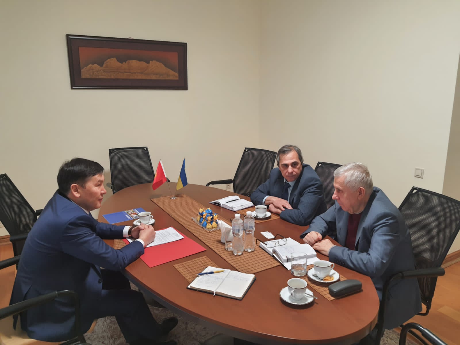 On February 16, 2022, the Ambassador Extraordinary and Plenipotentiary of the Kyrgyz Republic to Ukraine I. Kadyrkulov met with the Director of the Ukrainian National Foreign Economic Corporation 