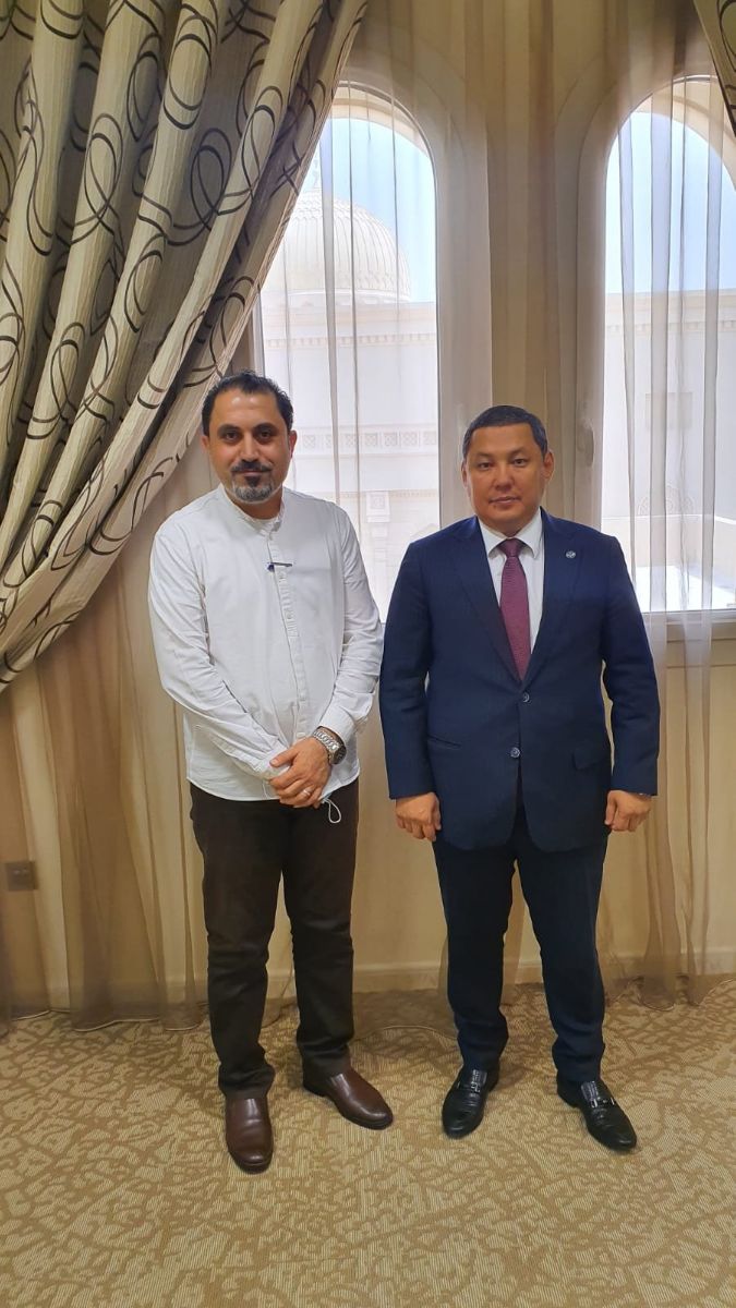 June 7, 2022 Consul General HE Timur Abdizhalil met with President of the Al-Qasimiya University, Professor Jamal Salem Al Turaifi, Chancellor Prof. Awad Al Khalaf and Director of international relations, Dr. Zakaria.