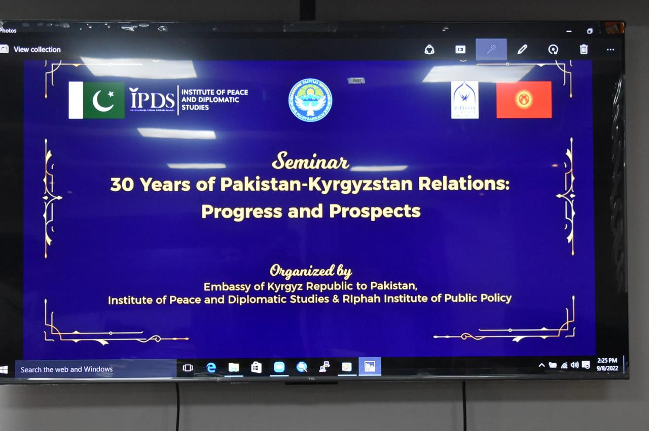 In Islamabad the Embassy of the Kyrgyz Republic jointly with the Institute of Peace and Diplomatic Studies of Pakistan organized a seminar, dedicated to the celebration of the 30th Anniversary of the establishment of diplomatic relations between the Kyrgyz Republic and the Islamic Republic of Pakistan 