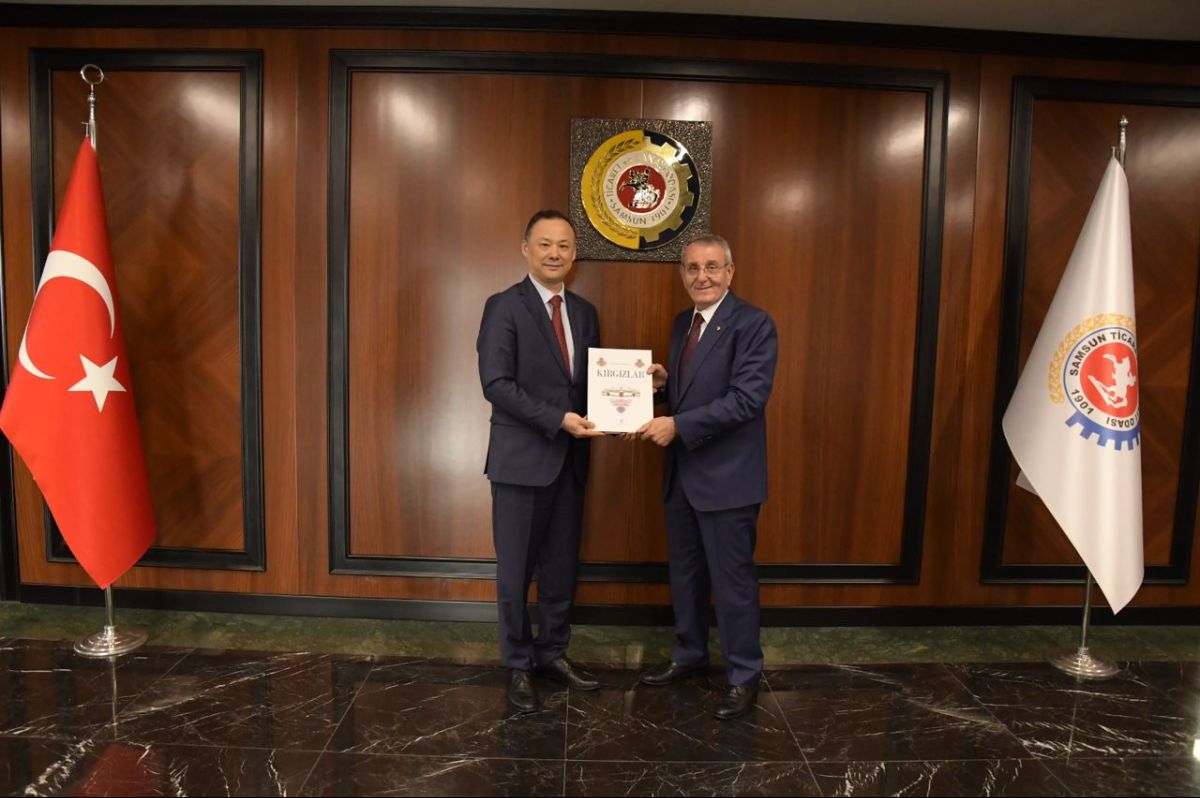 On April 5, 2024, during a working trip to the city of Samsun, Ambassador Extraordinary and Plenipotentiary of the Kyrgyz Republic to the Republic of Türkiye Ruslan Kazakbaev met with the Chairman of the Samsun Chamber of Commerce and Industry Salih Zeki Murzioglu