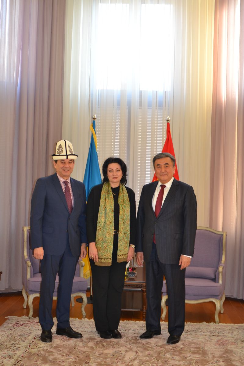 On November 26, 2019, Ambassador Extraordinary and Plenipotentiary of the Kyrgyz Republic to Ukraine Zhusupbek Sharipov received the citizen of the Kyrgyz Republic, the Country Representative of UN Women in Ukraine Anastasia Divinskaya in connection with the completion of her mission in Ukraine.