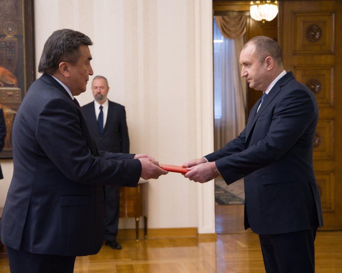 On December 16, 2019, the Ambassador Extraordinary and Plenipotentiary of the Kyrgyz Republic in the Republic of Bulgaria with a residence in Kyiv Zhusupbek Sharipov presented his credentials to the President of the Republic of Bulgaria Rumen Radev.