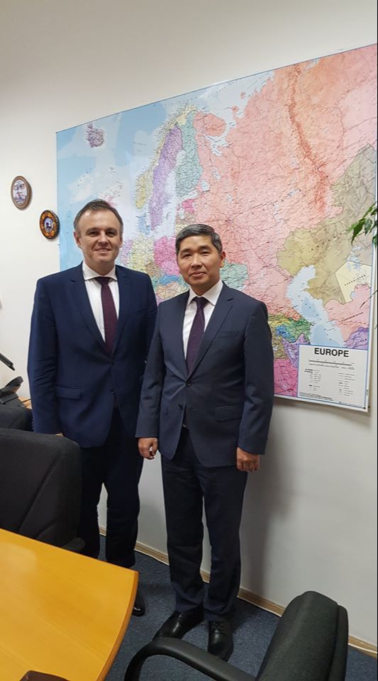 On November 28, 2019, the new Ambassador Extraordinary and Plenipotentiary of the Kyrgyz Republic to the Slovak Republic Bakyt Dzhusupov presented copies of his Credentials to the State Secretary of the Ministry of Foreign and European Affairs of the Slovak Republic, Lukas Parizek.