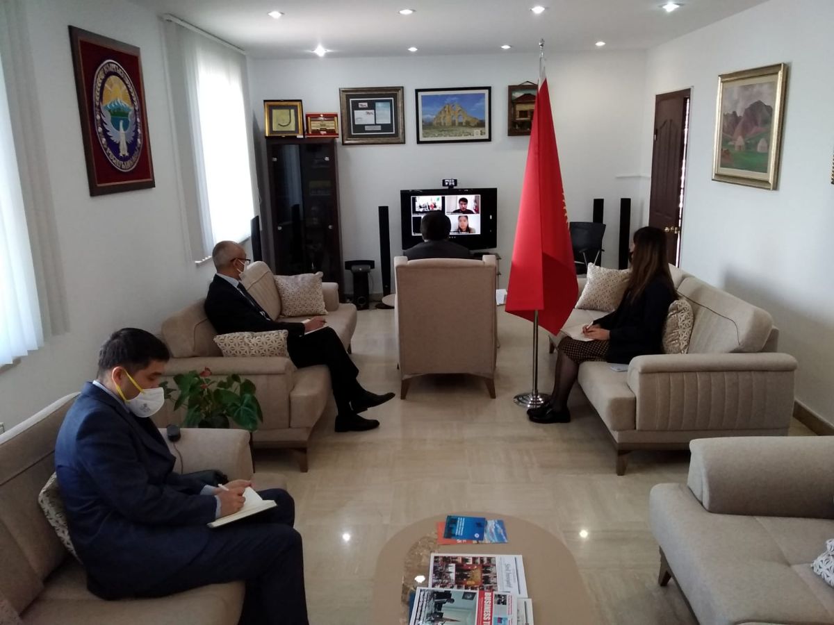 On April 29, 2020, there was a joint video conference of the Ambassador Extraordinary and Plenipotentiary of the Kyrgyz Republic to the Republic of Turkey Kubanychbek Omuraliev with leaders and representatives of the Platform of Students from Kyrgyzstan (KGSP) 