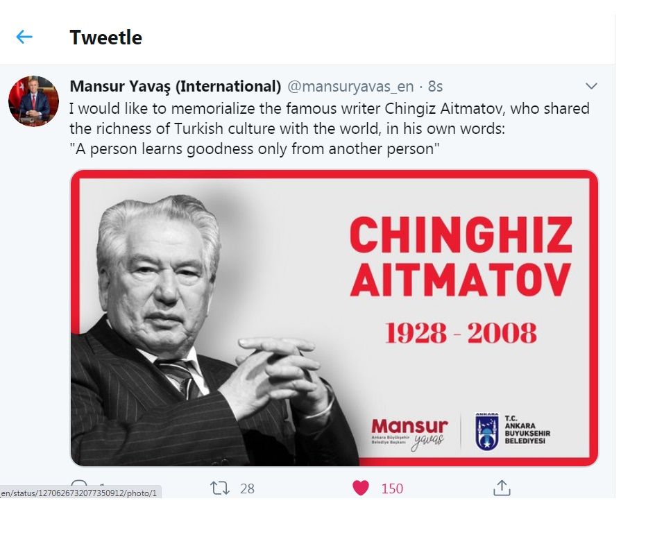 Büyük yazar, devlet insanı ve büyükelçi Cengiz AYTMATOV vefatının 12.yıldönümünde anıldı