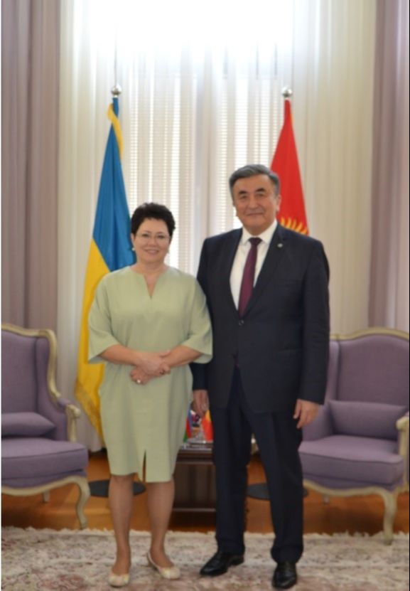 On June 23, 2020, Ambassador Extraordinary and Plenipotentiary of the Kyrgyz Republic in Ukraine Zh.Sharipov met with the newly appointed Ambassador Extraordinary and Plenipotentiary of the Republic of Azerbaijan in Ukraine E.Ahundova.