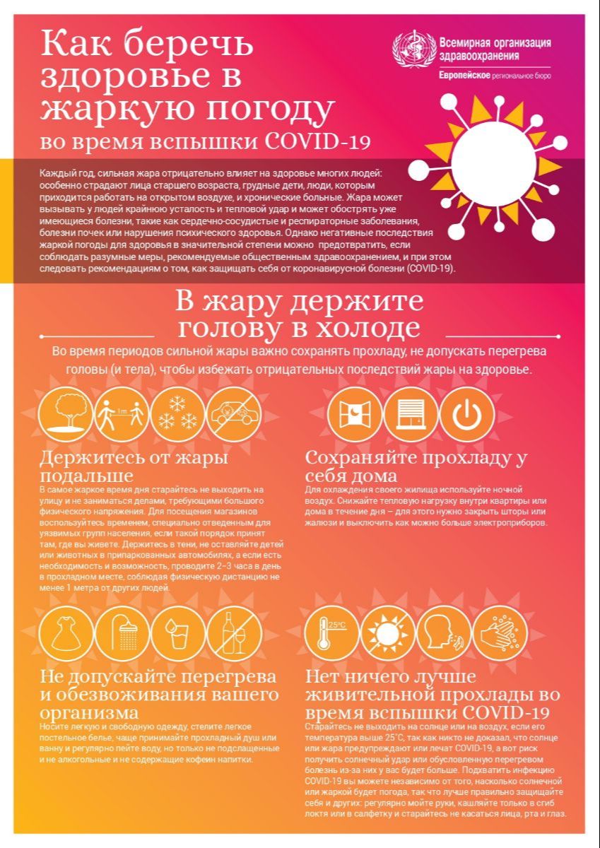 Как беречь здоровье в жаркую погоду во время вспышки COVID-19