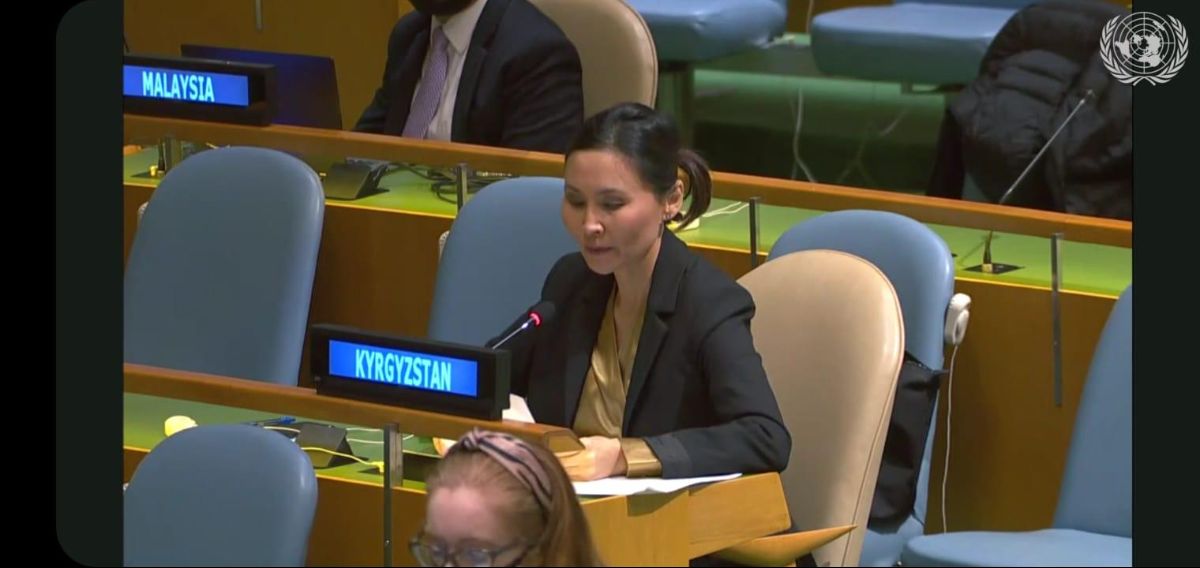 Permanent Representative of the Kyrgyz Republic to the United Nations in New York M. Moldoisaeva delivered a statement on general debates in the First Committee of the United Nations General Assembly that takes place in New York on 9-23 October, 2020