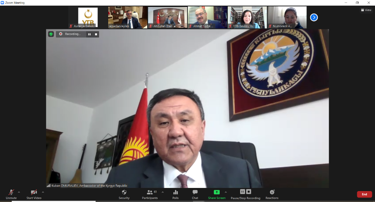  06.05.2021 An online seminar on the topic “Relations between Kyrgyzstan and Turkey in the 30th anniversary of independence”, organized by the Presidency for Turks Abroad and Related Communities