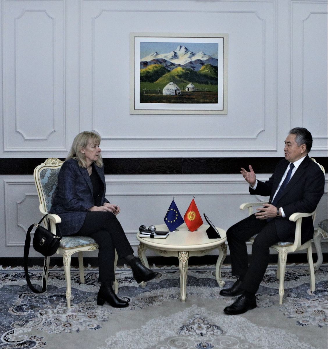 Minister of Foreign Affairs of the Kyrgyz Republic Zheenbek Kulubaev met with the European Union Special Representative for Central Asia Teri Hakala and the European Union Special Envoy for Afghanistan Tomas Niklasson